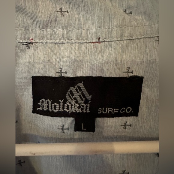 Molokai Surf Co Men's Gray Short Sleeve Button Down Hawaiian Shirt - Size l - Picture 4 of 7